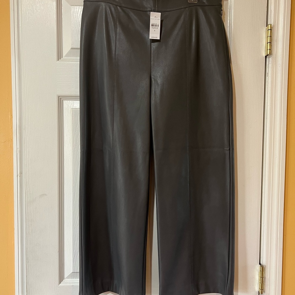 Gray Faux Leather Pants